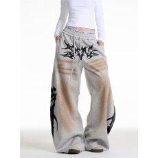 批发红灰S-2XL纯棉复合380印花<b class='q'>时尚</b>宽松百搭欧韩休闲裤子女