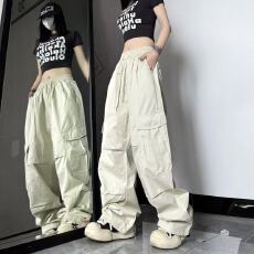 批发美式薄款工装<b class='q'>裤</b>女春季高腰辣妹宽松欧韩直筒阔腿束脚休闲<b class='q'>裤</b>子女