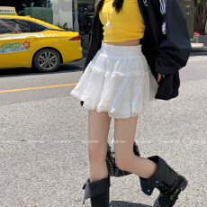 批发含安全<b class='q'>裤</b>欧韩时尚设计小清新甜美褶皱高腰半身裙女春季A字裙