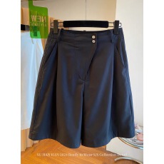 批发四个色欧韩时尚设计新款休闲黑色五分<b class='q'>短裤</b>女a字版阔腿裤子女