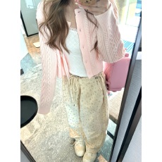批发纯棉斜纹#早秋宽松直筒束脚抽绳休闲<b class='q'>裤</b>美式<b class='q'>碎花</b>工装长<b class='q'>裤</b>子女