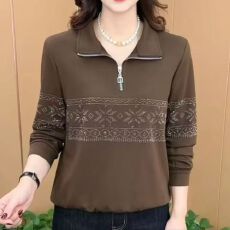 批发<b class='q'>秋</b>冬新款时尚半拉链长袖洋气减龄中老年打底衫半高领立领保暖上衣