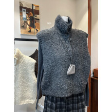 批发2025年秋季新款软糯立领高级感马夹女秋冬毛衣针织马甲女