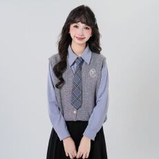 批发春秋新款学院风女V领针织马甲背心时尚洋气叠穿针织马甲毛衣背心