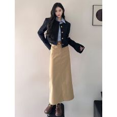 批发韩系气质高级感短款外套条纹衬衫包臀半身裙秋季小香风<b class='q'>职业</b><b class='q'>套装</b><b class='q'>女</b>