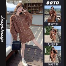 批发碎花夹克外套两件套装女2025<b class='q'>春</b>秋季新款韩版开衫显瘦上衣半身裙子