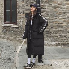 批发黑色羽绒棉服女冬季2025新款韩版宽松连帽<b class='q'>中长款</b>棉衣加厚艺考棉袄