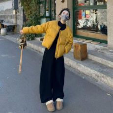 批发圆领<b class='q'>短</b>款棉服<b class='q'>外套女</b>2025冬季时尚新款复古加厚气质棉服棉袄面包服