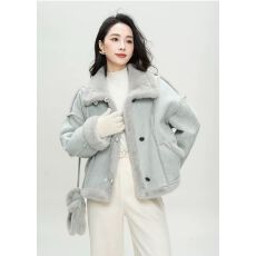 批发原版加厚皮毛一体面料 皮毛一体加厚<b class='q'>外套</b>秋冬新款宽松麂皮绒<b class='q'>外套</b>