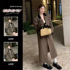 批发胖mm复古美拉德设计感外套女秋季<b class='q'>大码</b>高级感气质宽松大衣