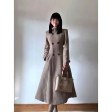 批发复古御姐老钱风名媛穿搭秋冬新款<b class='q'>修身</b>保暖毛呢外套女装潮