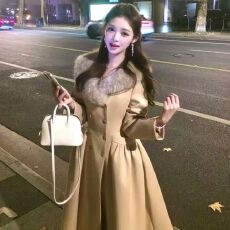 批发秋冬新款韩系温柔风高级感收腰<b class='q'>修身</b>毛呢外套今年流行的爆款大衣女