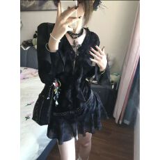 批发秋季纯欲性感辣妹风荷叶边<b class='q'>连衣裙</b>新款小众设计感洋气显瘦公主短裙