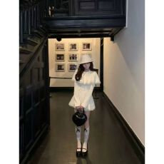 批发新款千金高级设计感淑女披肩长袖蝴蝶结甜美蕾丝公主显瘦<b class='q'>连衣裙</b>女