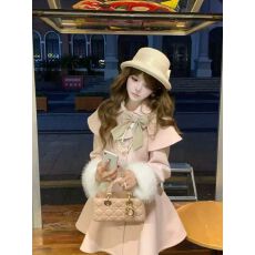 批发气质千金甜美可爱纯欲风中长宽收腰显瘦开衫大衣保暖加棉加厚外套