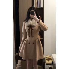 批发韩系冬季新款千金毛领毛呢双排收腰气质开衫大衣外套甜美加厚女