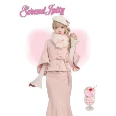 批发甜美温柔纯欲千金名媛斗篷披肩打底衫半身裙秋冬新款女装三件套潮