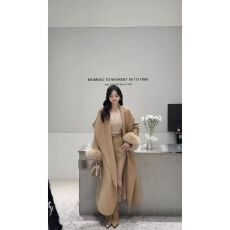 批发春季新款法式慵懒风时尚设计感淑女高级气质名媛长袖修身大衣外套