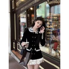 批发法式小香风轻奢优雅御姐千<b class='q'>金丝</b>绒外套半身裙子秋冬新款<b class='q'>女</b>装两件套