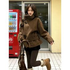 批发简约时尚2026春季新款毛呢外套女呢子大衣女加厚短款立领通勤外套