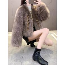 批发巴er曼英伦贵族风狐狸毛<b class='q'>皮草</b>毛毛外套女<b class='q'>短款</b>2025新款气质名媛外套