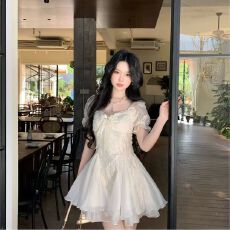 批发夏季旅游必备外穿<b class='q'>百搭</b>个性化纱网设计短裙款式连衣裙新款单件装女