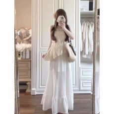 批发2026夏季新款法式超仙背心<b class='q'>蕾丝</b>罩衫内搭打底网纱半身裙气质三件套