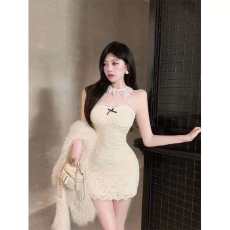 批发小香风蕾丝吊带连衣裙女秋季纯欲<b class='q'>性感</b>包臀裙法式生日<b class='q'>礼服</b>抹胸裙子