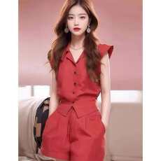 批发<b class='q'>女装</b>新款<b class='q'>套装</b>小个子高腰显瘦上衣+短裤夏季时尚款