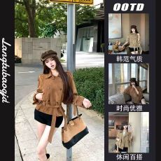 批发高级感双排扣长袖外套<b class='q'>女</b>装2026年春秋季宽松显瘦短款<b class='q'>夹克</b>上衣潮