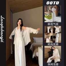 批发宽松衬衫<b class='q'>休闲裤</b>套装<b class='q'>女</b>2026年春季新款白色衬衣直筒阔腿裤<b class='q'>两件</b>套