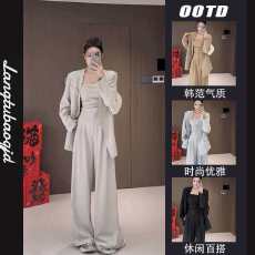 批发2026年时尚休闲高级感简约气质韩系<b class='q'>女</b>抹胸上衣西服外套阔腿裤<b class='q'>女</b>