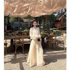 批发<b class='q'>新款</b>法式飘带雪纺小衫显瘦褶皱裙<b class='q'>半身裙</b>时尚两件套女外穿小众超仙