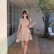 批发甜水仙 轻舞芭蕾 日系珠光千金感连衣<b class='q'>裙</b>拼接蕾丝小飞袖收腰<b class='q'>裙</b>子女