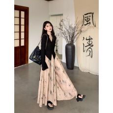 批发禅意风套<b class='q'>装</b>女春季2026新款新中式时尚飘带上衣水墨风高腰长款<b class='q'>裤</b>裙