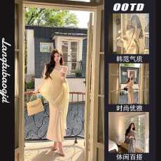 批发不规则气质披肩防晒罩衫女夏季时尚套装吊带<b class='q'>连衣</b>裙鱼尾<b class='q'>长裙</b>两件套