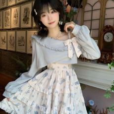 批发洛丽塔<b class='q'>连衣裙</b>秋冬新款学院风碎花吊带裙甜美露肩<b class='q'>蓬蓬</b>蛋糕裙少女