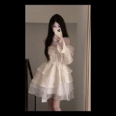 批发法式甜美初恋泡泡袖<b class='q'>连衣裙</b>女春秋新款温柔风在逃公主<b class='q'>蓬蓬</b>裙