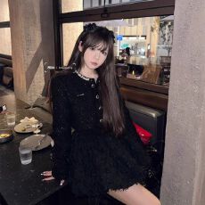 批发富家千金小香风套装女秋冬高级感气质名媛短外套<b class='q'>蓬蓬</b><b class='q'>连衣裙</b>两件套