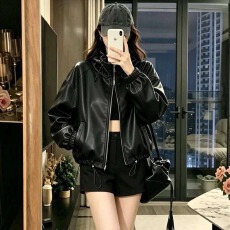 批发求职季立领<b class='q'>皮衣</b>外套女2026秋季新款韩版宽松抽绳PU夹克<b class='q'>机车</b>服上衣