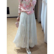 批发时尚网纱半身裙女春季新款洋气显瘦松紧腰<b class='q'>百搭</b>拼接蕾丝蛋糕裙5108