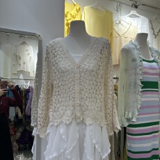 批发钩花镂空针织防晒开衫大码<b class='q'>胖</b>mm<b class='q'>纯欲风</b>微透上衣短款外搭罩衫