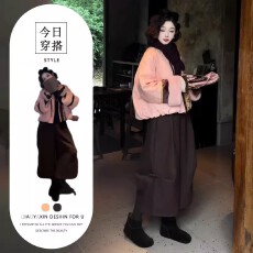 批发上架72小时有货-巨好看的秋冬套装新中式粉色棉服+阔腿裤两件套