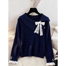 上架72小时有货-蝴蝶结绑带毛衣女款2025新款慵懒长袖针织衫上衣