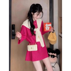 批发上架72小时有货-针织<b class='q'>连衣裙</b>女2025秋季韩系披肩裙子显瘦女生短裙