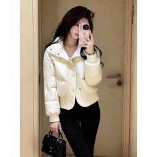 批发上架72小时有货-巨好看韩系白色小个子加厚保暖棉服冬装短款外套