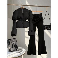 批发上架72小时有货-2026超火一整套女冬季新款棉服+休闲裤两件套装