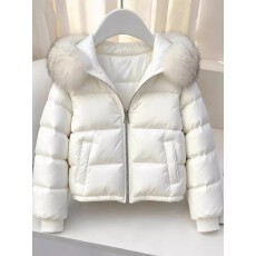 批发上架72小时有货-2025流行韩系白色小个子保暖棉服冬装短款外套