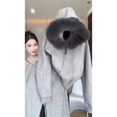 批发上架72小时有货-韩系2026超火冬装一整套连帽卫衣灰色直筒裤子女