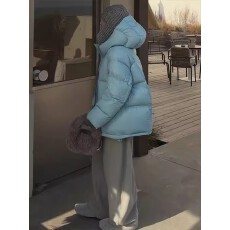 批发上架72小时有货-韩系超好看棉服2026新款连帽棉衣中长款外套女装